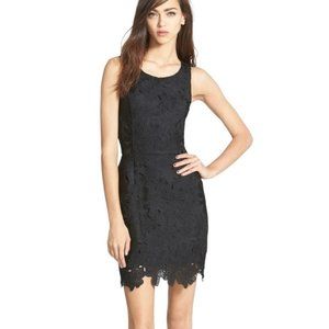ASTR Mini Dress Women's Size M Black Textured Floral Caspian Lace Sleeveless